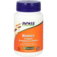 NOW Biotica 8 miljard acidophilus en bifidus 60 Vegetarische capsules