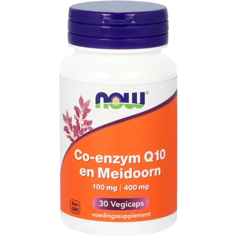 NOW Co-Q10 100mg met meidoorn 30 Vegetarische capsules