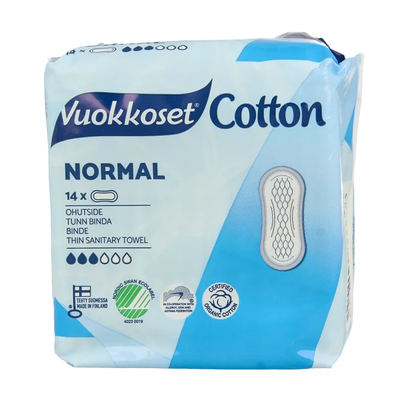 Vuokkoset Maandverband normaal organisch katoen 14 Stuks