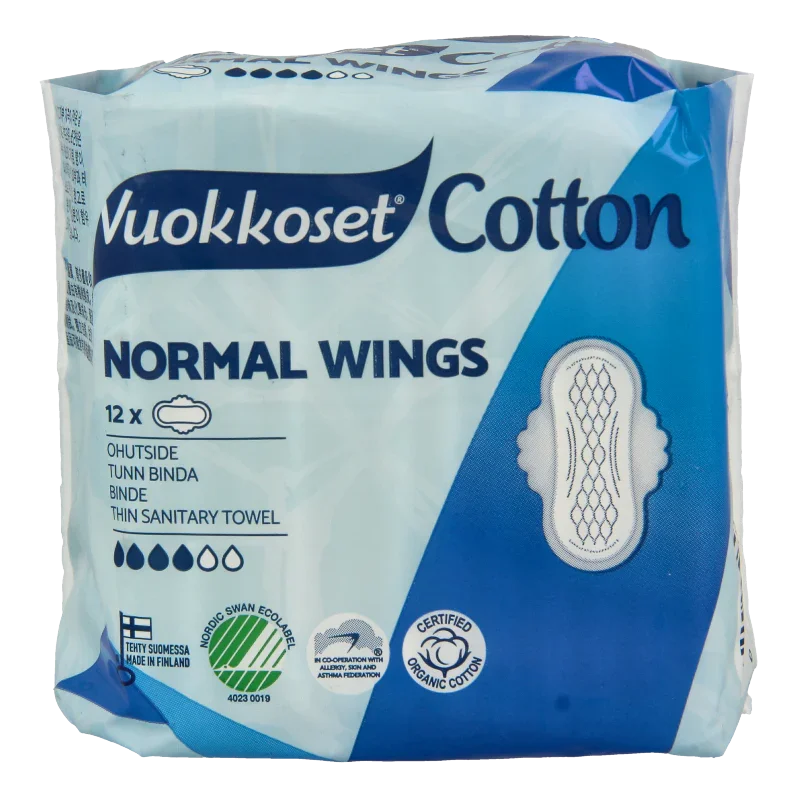 Vuokkoset Maandverband normaal wings organisch katoen 12.00 Stuks