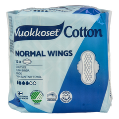Vuokkoset Maandverband normaal wings organisch katoen 12.00 Stuks