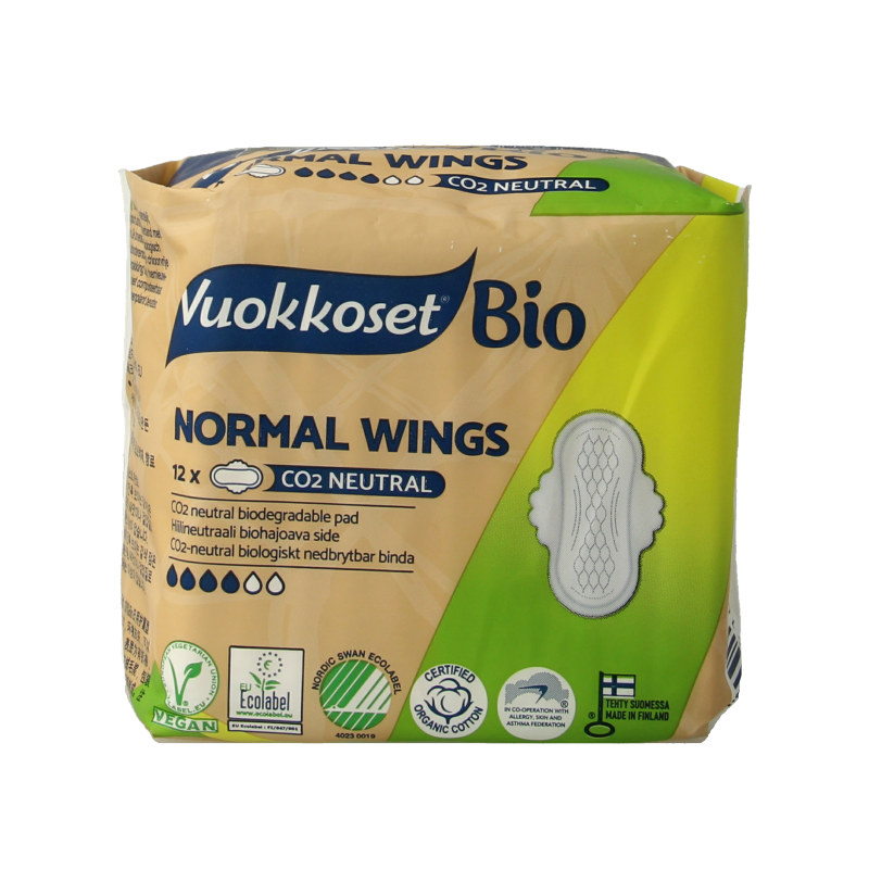 Vuokkoset Bio Maandverband normal wings 12 Stuks