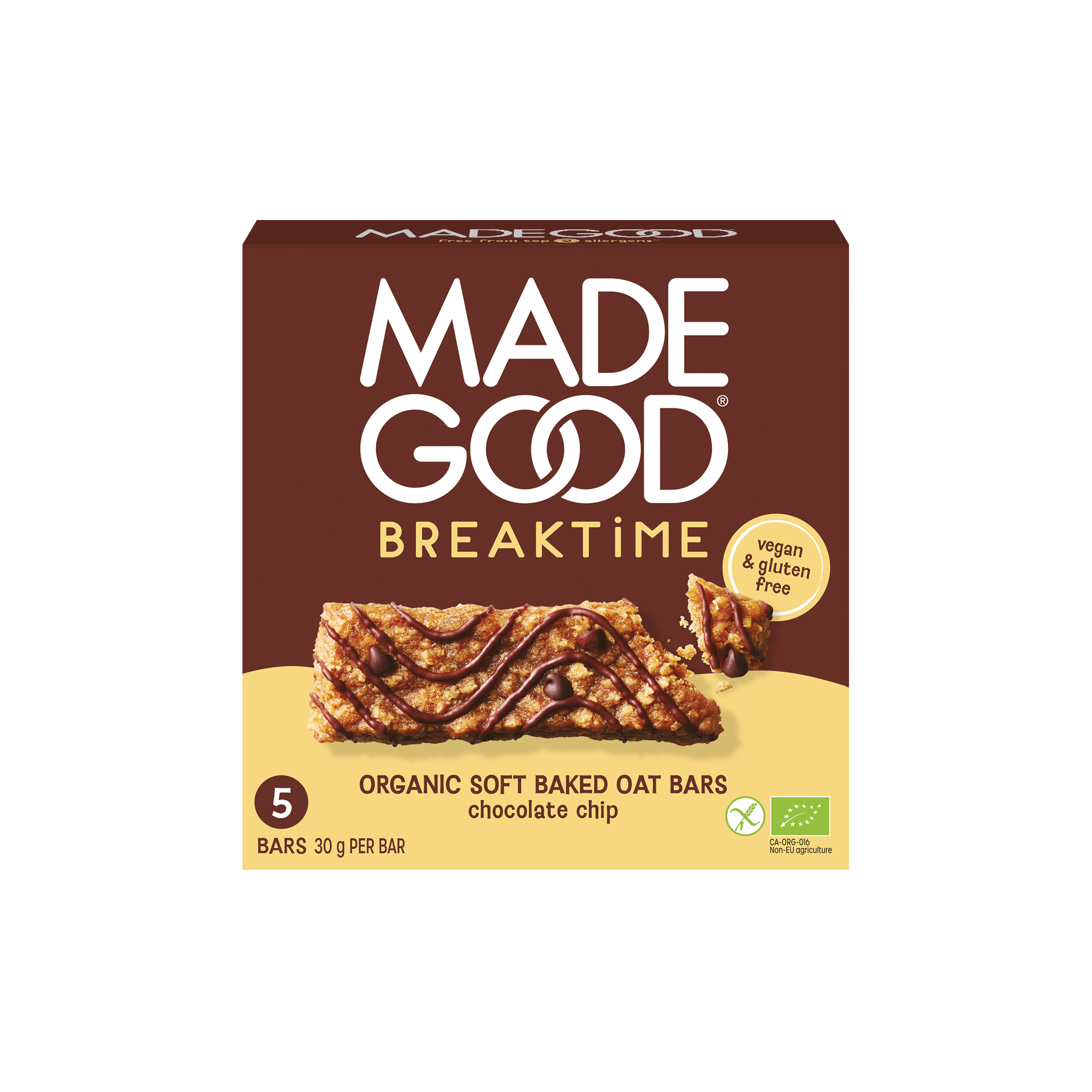 MadeGood Breaktime bar choco chip bio 5.00 Stuks