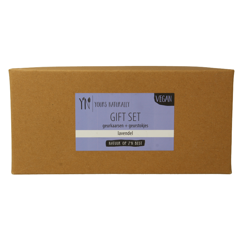 Yours Naturally Giftset 2 geurkaars&1x geurstokjes lavendel 1 Set