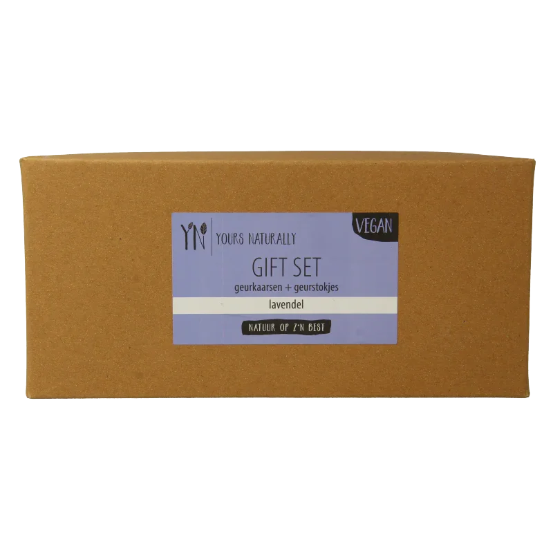 Yours Naturally Giftset 2 geurkaars&1x geurstokjes lavendel 1 Set