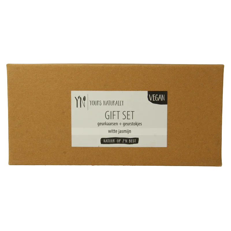 Yours Naturally Giftset 2 geurkaars&1x geurstokjes witte jasmijn 1 Set
