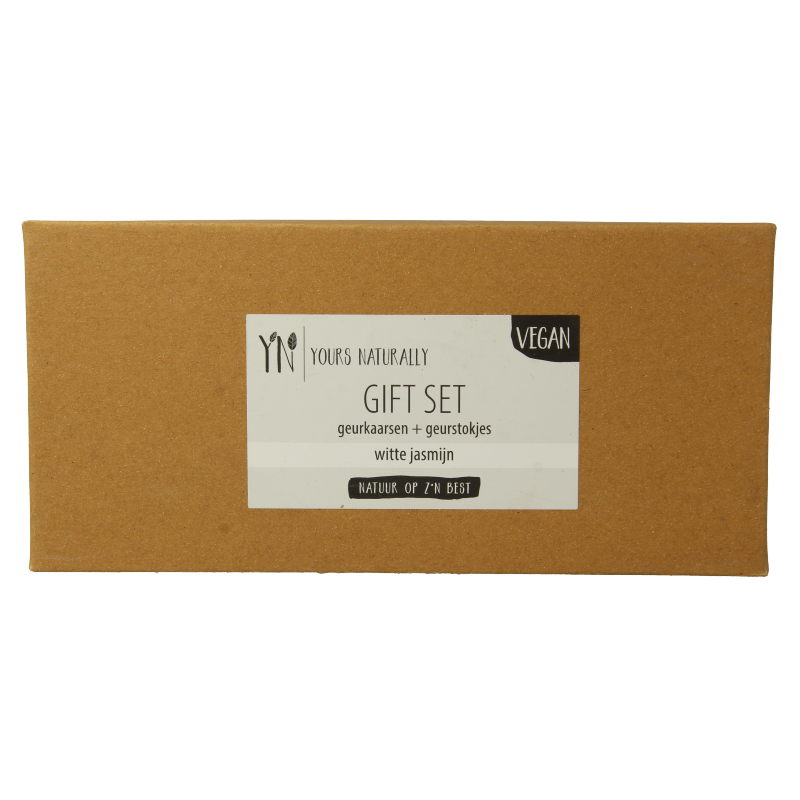 Yours Naturally Giftset 2 geurkaars&1x geurstokjes witte jasmijn 1 Set