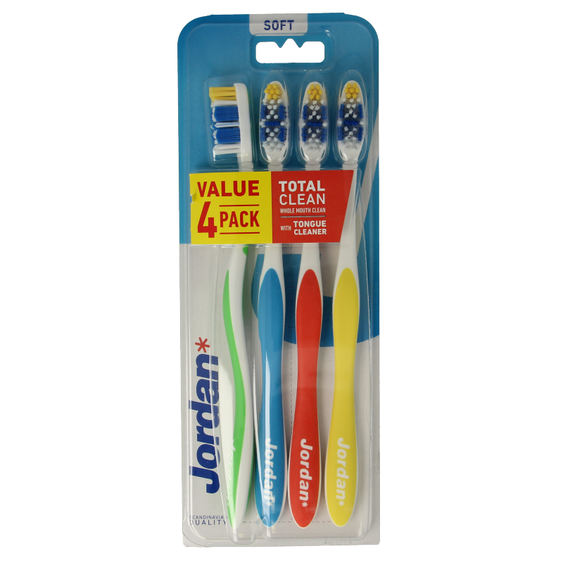 Jordan Tandenborstel totalclean soft 4 Stuks