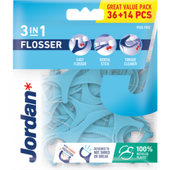 Jordan Flosser 3-in-1 36stuks+14 stuks gratis 50.00 Stuks