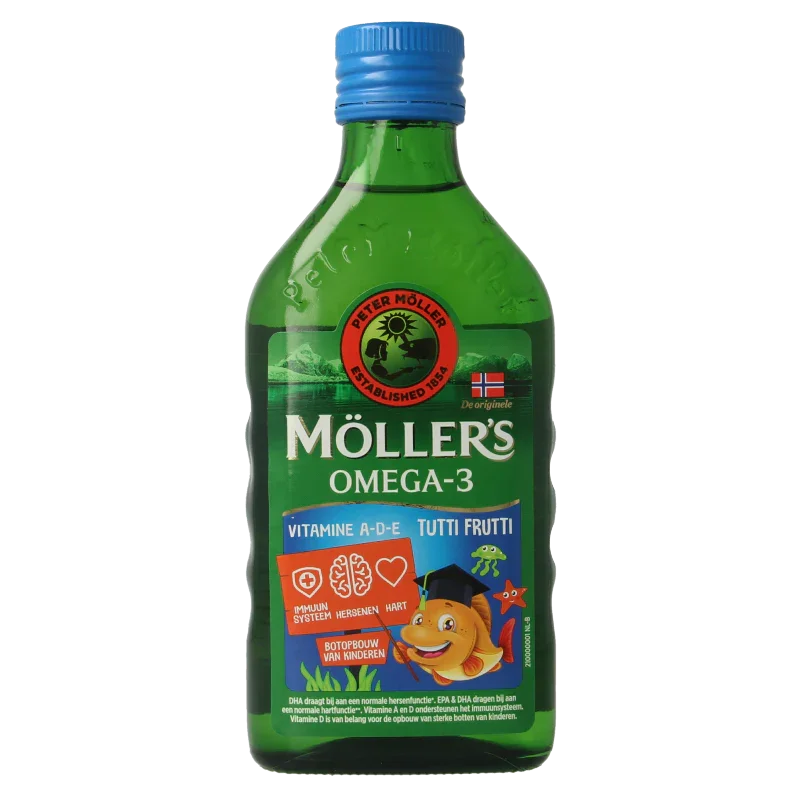 Mollers Omega-3 levertraan tutti frutti 250 Milliliter