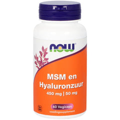 NOW MSM 450mg en hyaluronzuur 50mg 60.00 Vegetarische capsules