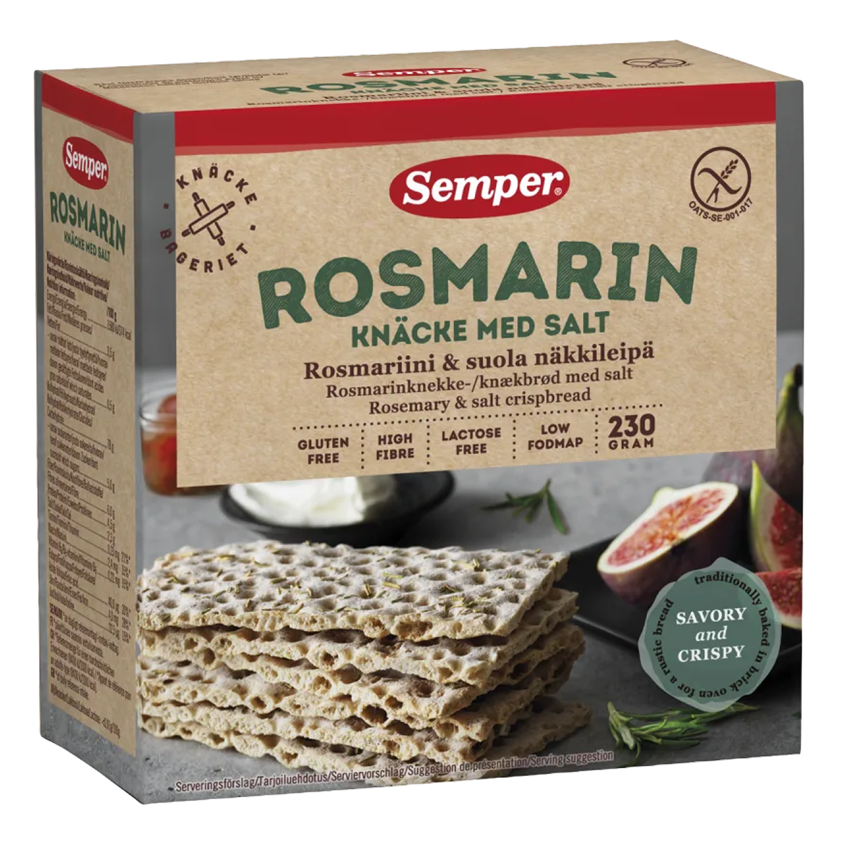 Semper Knackebrod rozemarijn zout glutenvrij 230 Gram