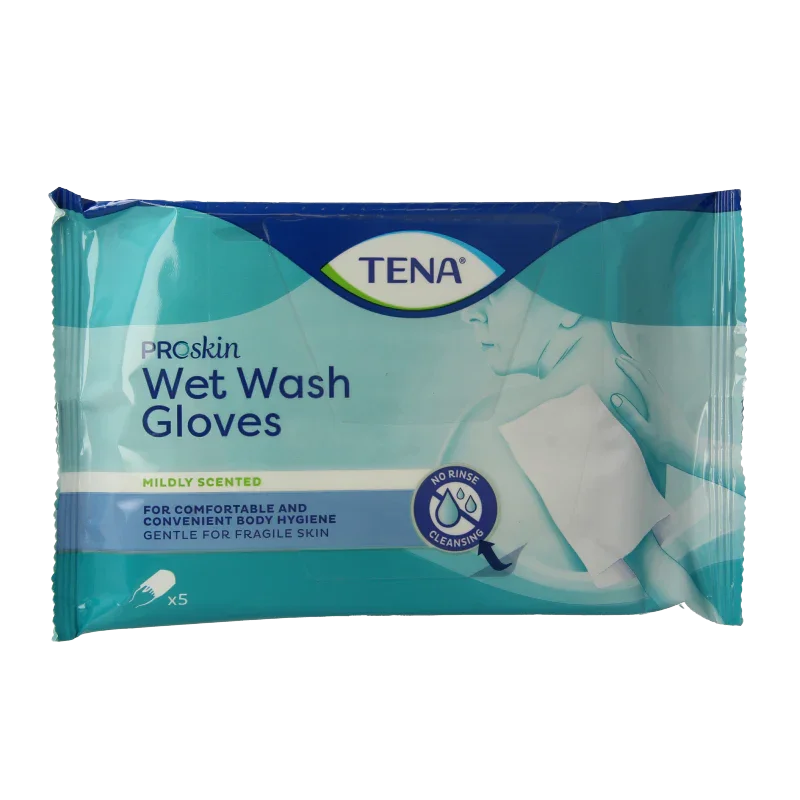 Tena Wetwash glove mild geparfumeerd 5 Stuks