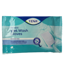 Tena Wet gloves cleans & care lotion no perfume 5 Stuks