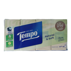 Tempo Natural & soft zakdoekjes 8 x 9 stuks 8 Stuks