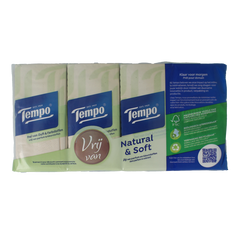 Tempo Natural & soft zakdoekjes 8 x 9 stuks 8 Stuks