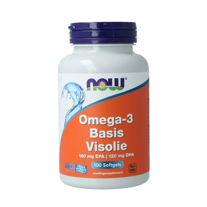 NOW Omega-3 Basis visolie 180mg EPA 120mg DHA 100 Softgels