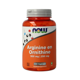 NOW Arginine & ornithine 500 / 250mg 100 Vegetarische capsules