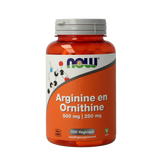 NOW Arginine & ornithine 500 / 250mg 100.00 Vegetarische capsules