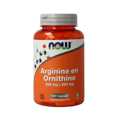 NOW Arginine & ornithine 500 / 250mg 100 Vegetarische capsules