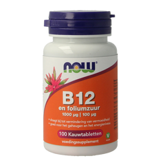 NOW Vitamine B12 1000mcg en Foliumzuur 100mcg 100.00 Kauwtabletten