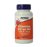 NOW Vitamine D3 1000IE & Vitamine K2 120 Vegetarische capsules