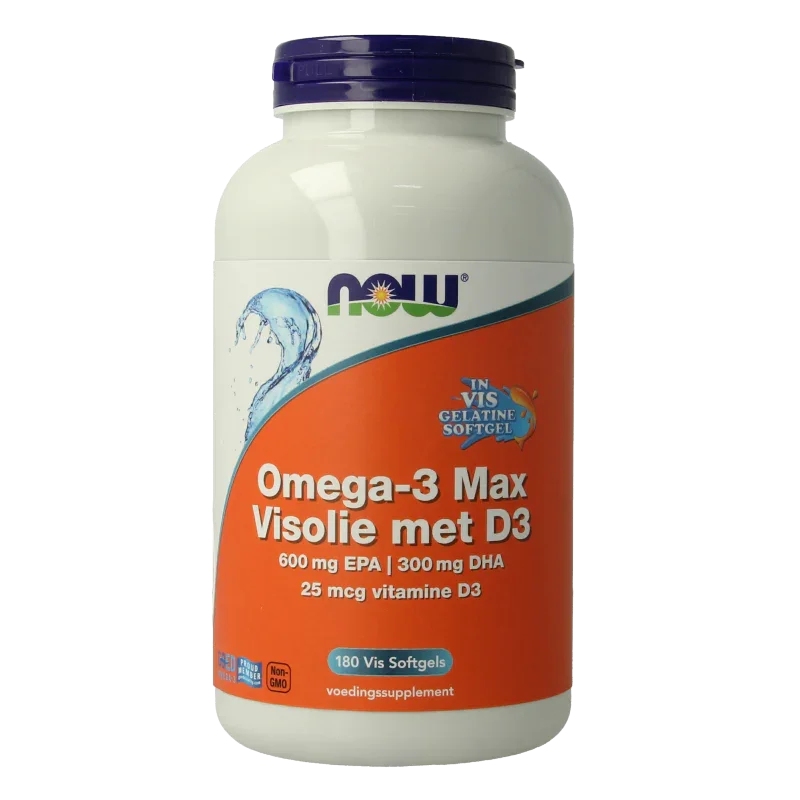 NOW Omega 3 max visolie D3 EPA DHA 180 Softgels
