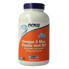 NOW Omega 3 max visolie D3 EPA DHA 180.00 Softgels