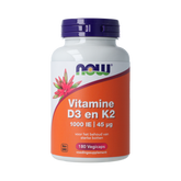 NOW Vitamine D3 en K2 - 1000 IE 45 mcg 180.00 Vegetarische capsules