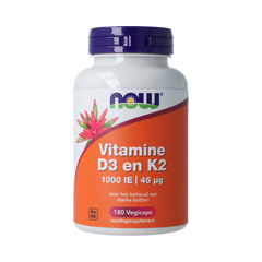 NOW Vitamine D3 en K2 - 1000 IE 45 mcg 180.00 Vegetarische capsules