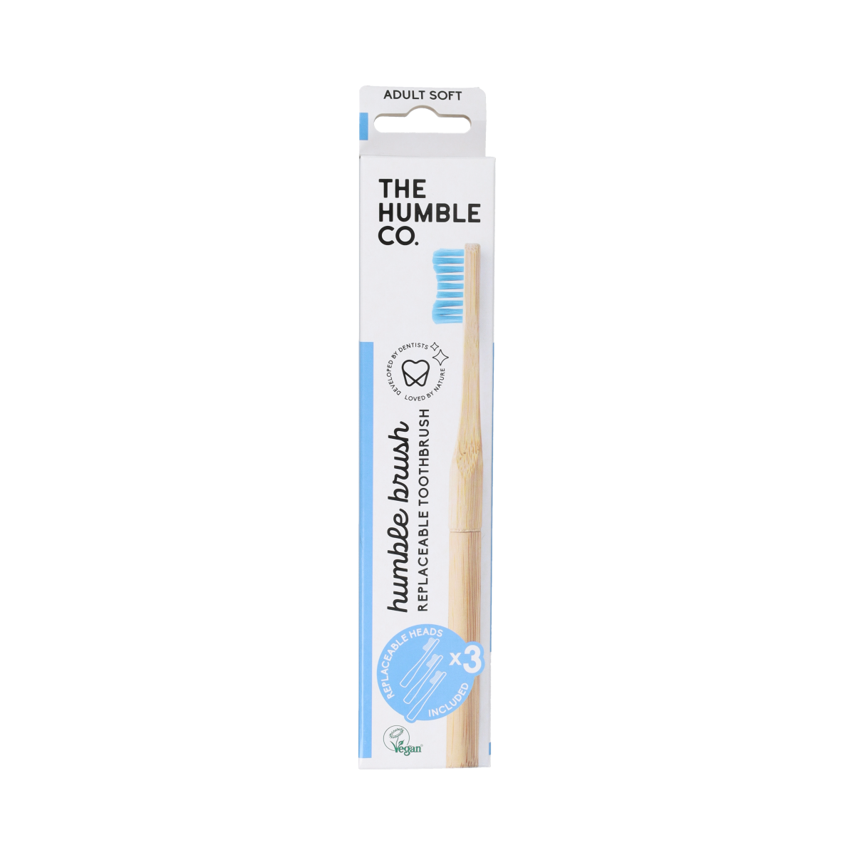 The Humble Co Tandenborstel Bamboe + 3 Borstelkop blauw 1.00 Stuks