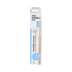 The Humble Co Tandenborstel Bamboe + 3 Borstelkop blauw 1.00 Stuks