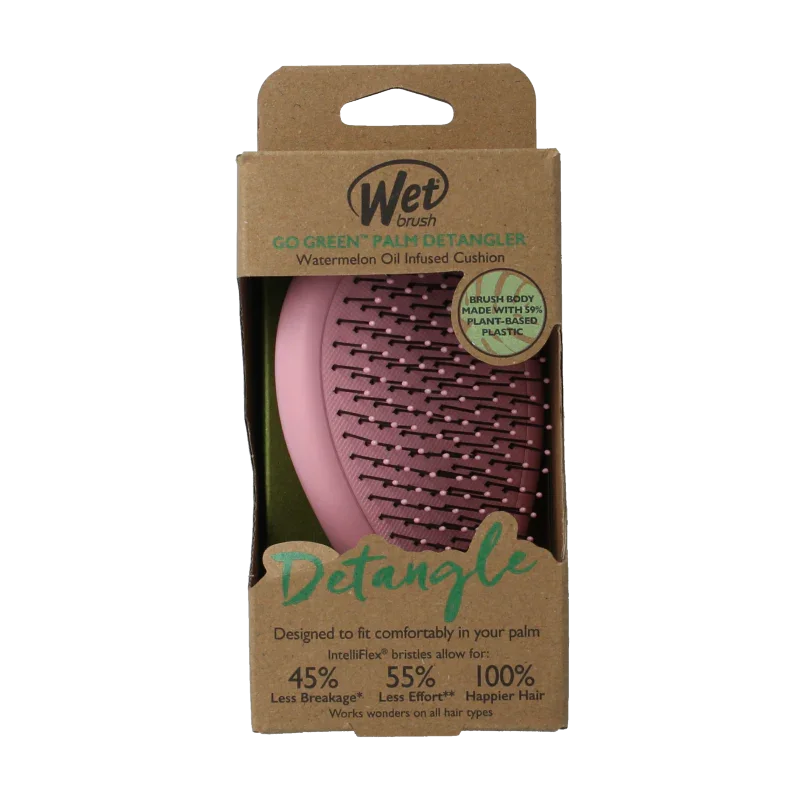 Wet Brush Go green palm detangler pink water 1 Stuks