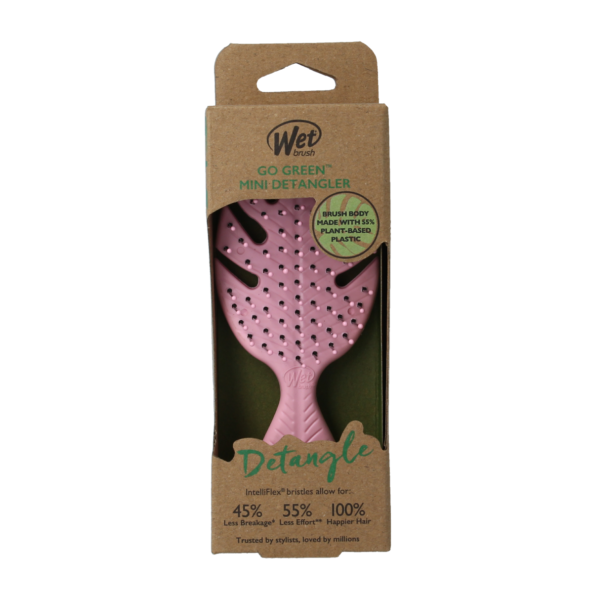 Wet Brush Go green detangler pink mini 1.00 Stuks