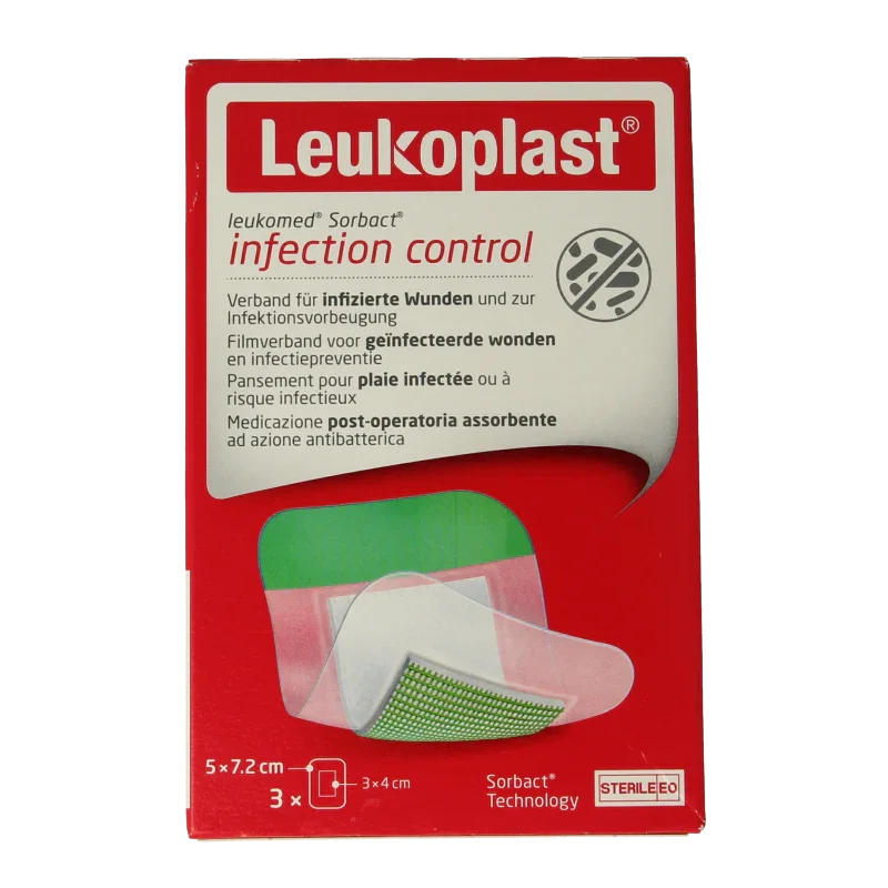 Leukomed Sorbact infection control 5 x 7.2cm 3 Stuks