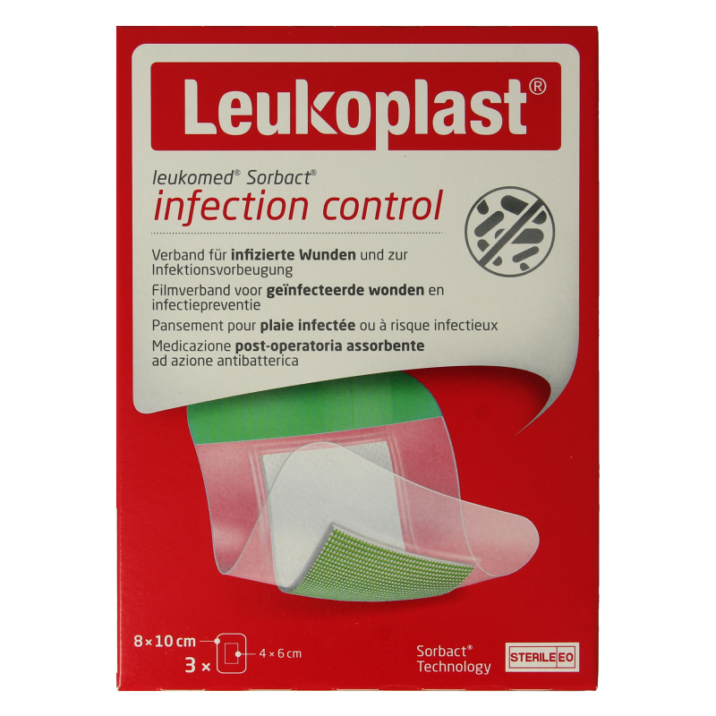 Leukoplast Hechtpleister leukomed sorbact 8 x 10cm 3 Stuks