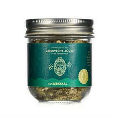 Zeeuwsche Zoute Zout met zeekraal glazen pot 100 Gram