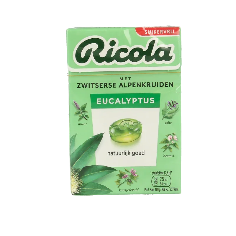 Ricola Eucalyptus suikervrij 50 Gram