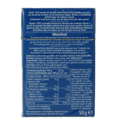 Ricola Menthol extra strong suikervrij 50 Gram