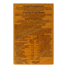 Ricola Gember sinaasappelmunt suikervrij 50.00 Gram