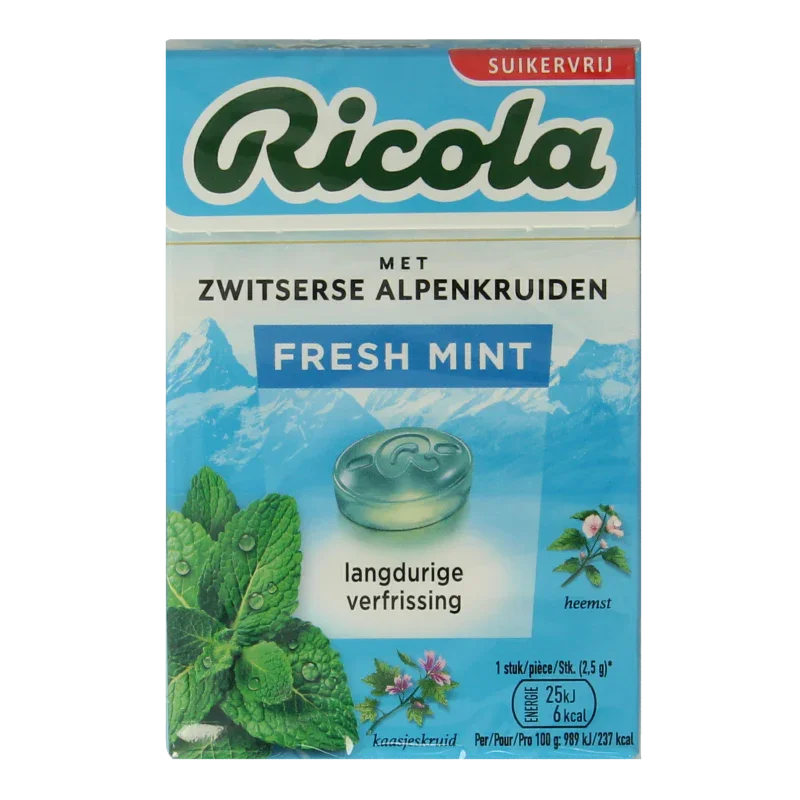 Ricola Fresh mint suikervrij doosje 50 Gram