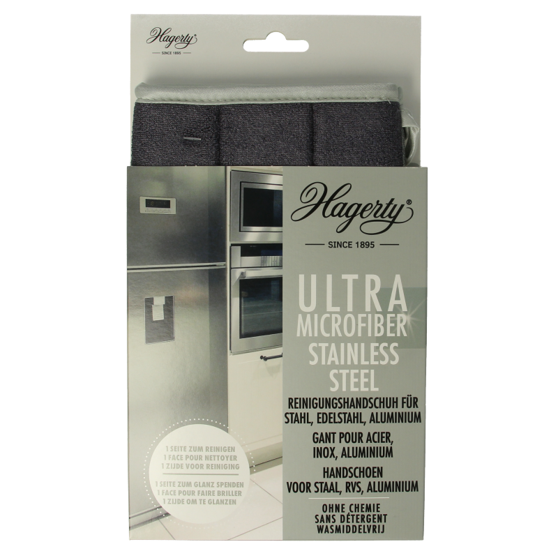 Hagerty Microfiber gloves stainless steel 1.00 Stuks