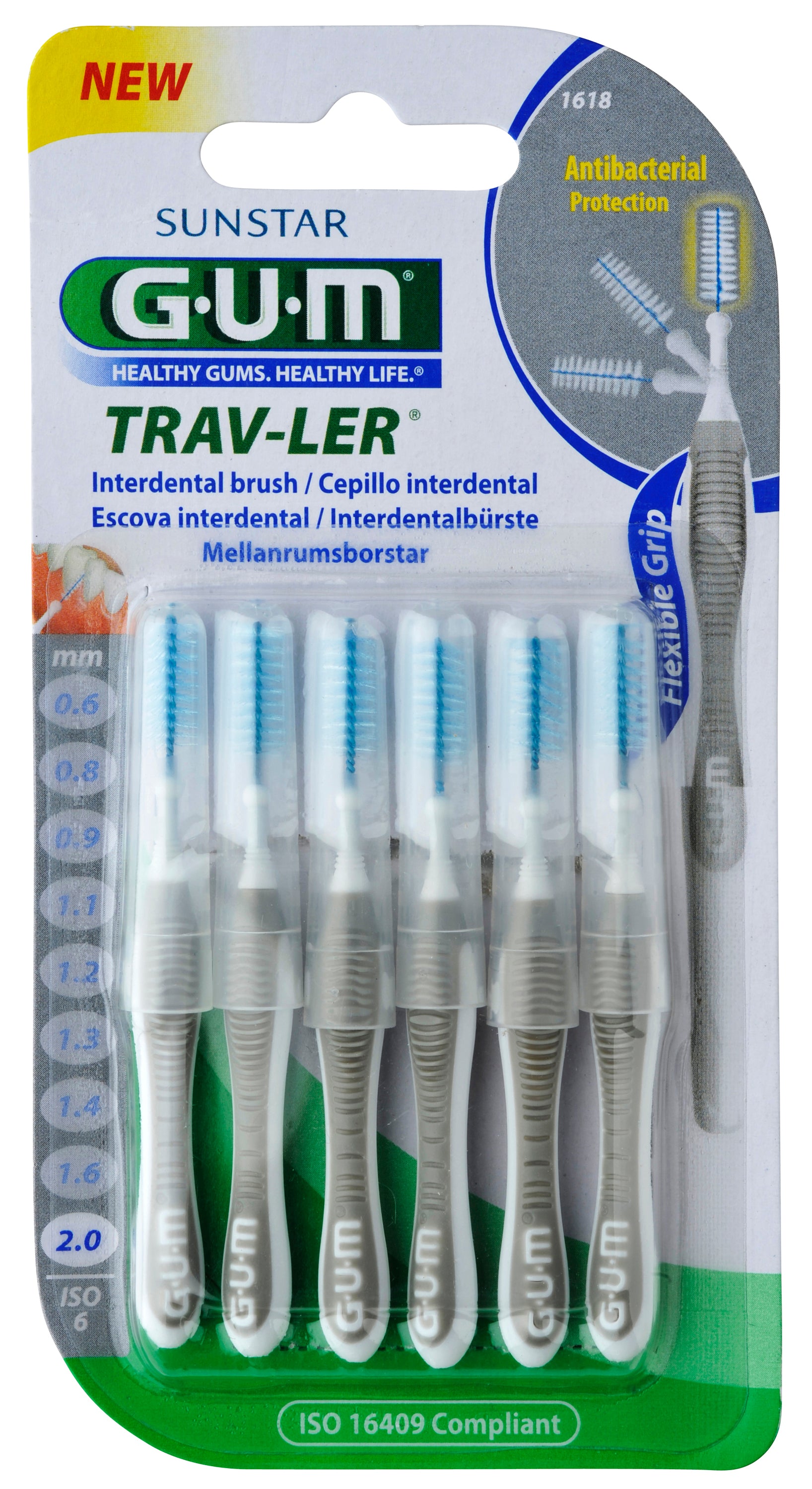 GUM Trav-ler rager 2.0 mm (grijs) 6 Stuks