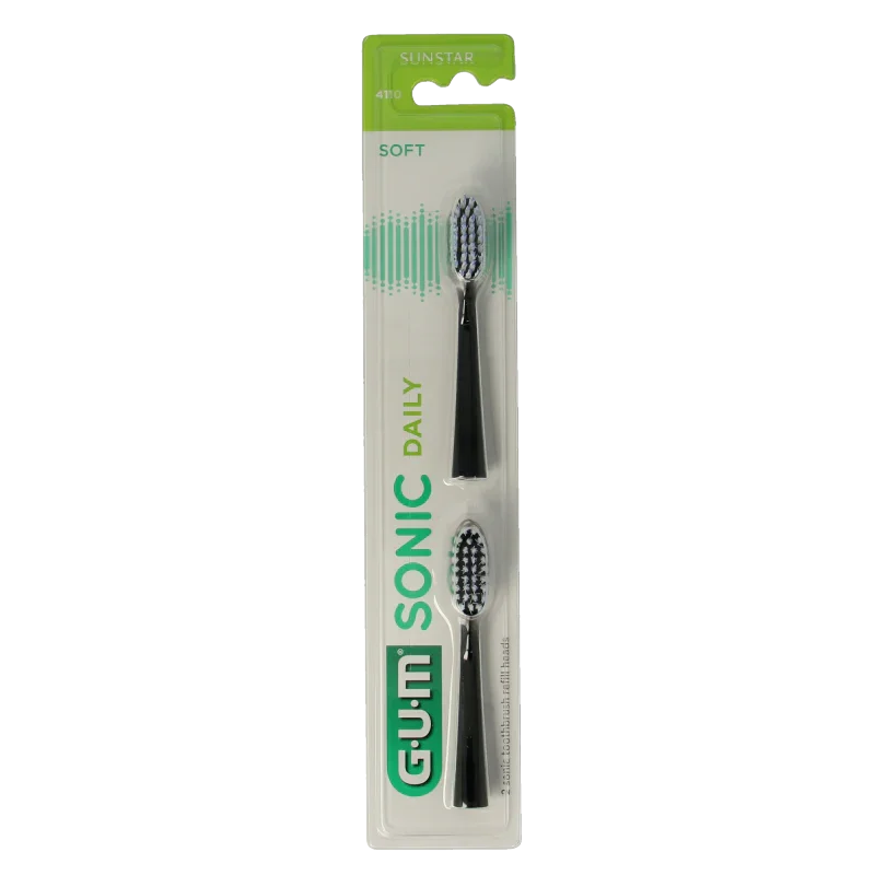 GUM Sonic opzetborstel soft zwart 2 Stuks