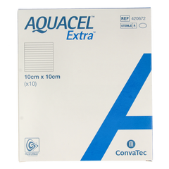 Aquacel Extra verband hydrofiber + versterking10 x 10cm 10 Stuks