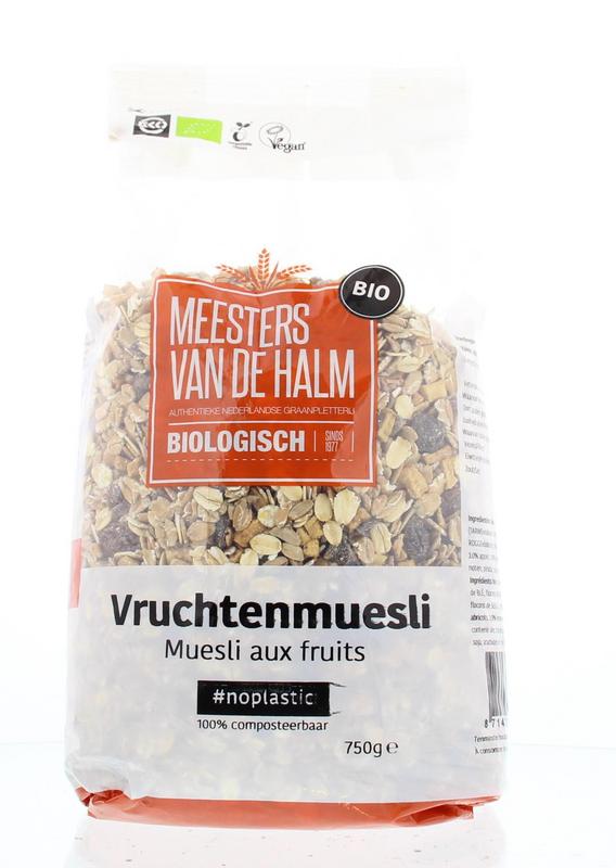 De Halm Muesli vruchten eko bio 750.00 Gram