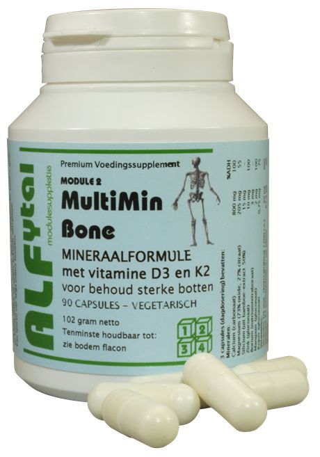Alfytal MultiMin bone botformule met vit. D3 en K2 90.00 Vegetarische capsules