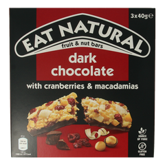 Eat Natural Pure chocolate cranberry macadamia 3 x 40 gram 120 Gram