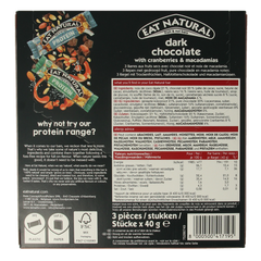 Eat Natural Pure chocolate cranberry macadamia 3 x 40 gram 120 Gram
