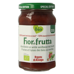 Fiordifrutta Aardbeien en wilde aardbeien met munt jam bio 250 Gram
